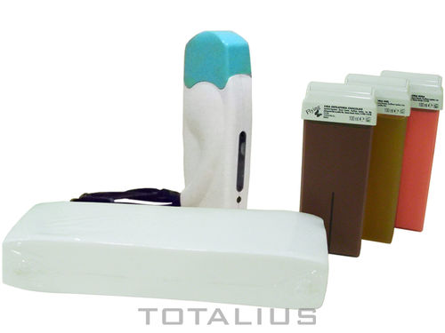 Kit con 1 Calentador Individual de Cera Tibia Tessiline + cera roll on  + bandas depilar